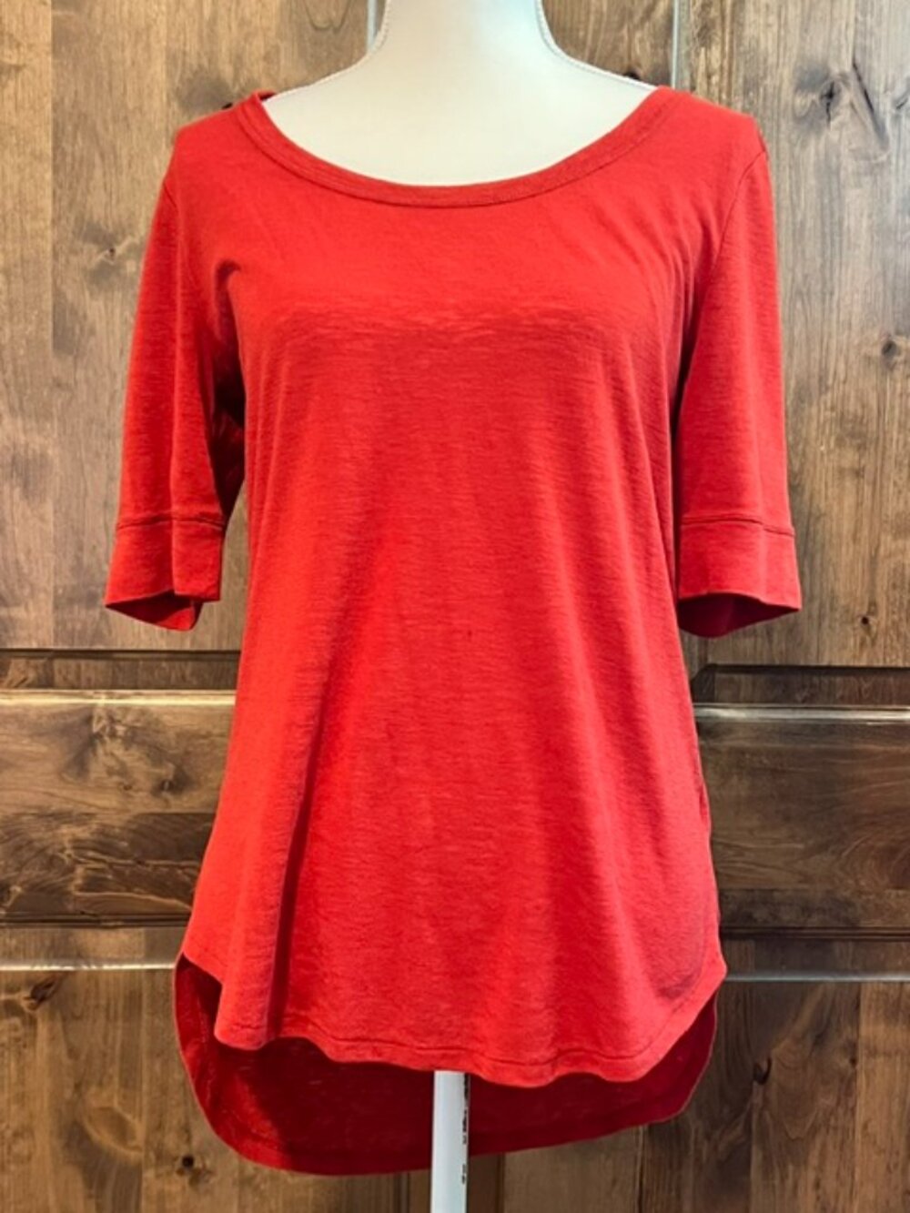 Athleta Rusty Orange 1/4 Sleeve Top